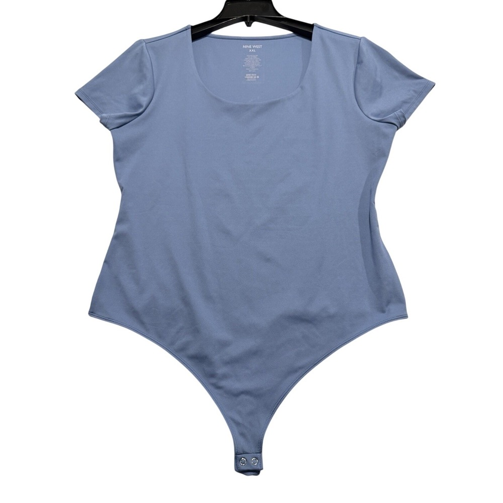Sculpting Bodysuit‎ Blue Square Neck Short Sleeve Thong XX L Bodycon Shapewear